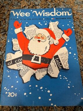 Vintage 'Wee Wisdom' Magazine December 1956 - Santa Cover, Blue & Red